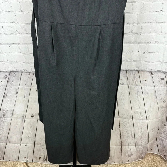 Loft Dark Gray V-Neck Wide Leg Jumpsuit Size 8 - Picture 2 of 6
